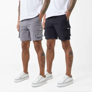2-Pack Premium Tech Cargo Short | Black / Charcoal