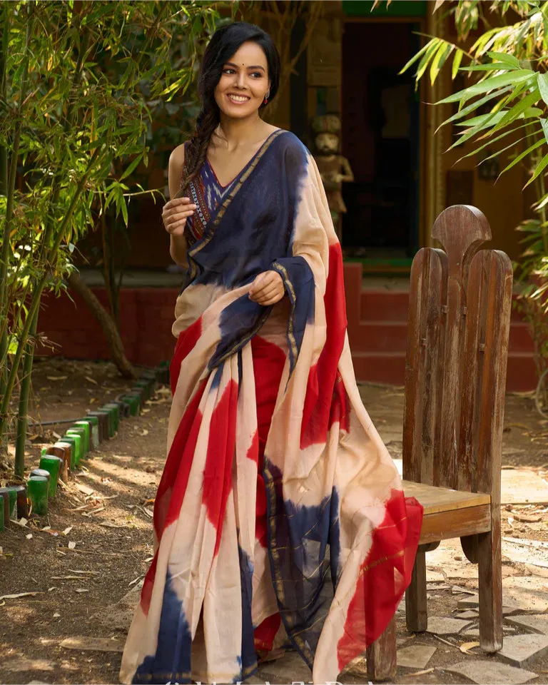 ABSTRACT PRINT DESIGNER COTTON SAREE