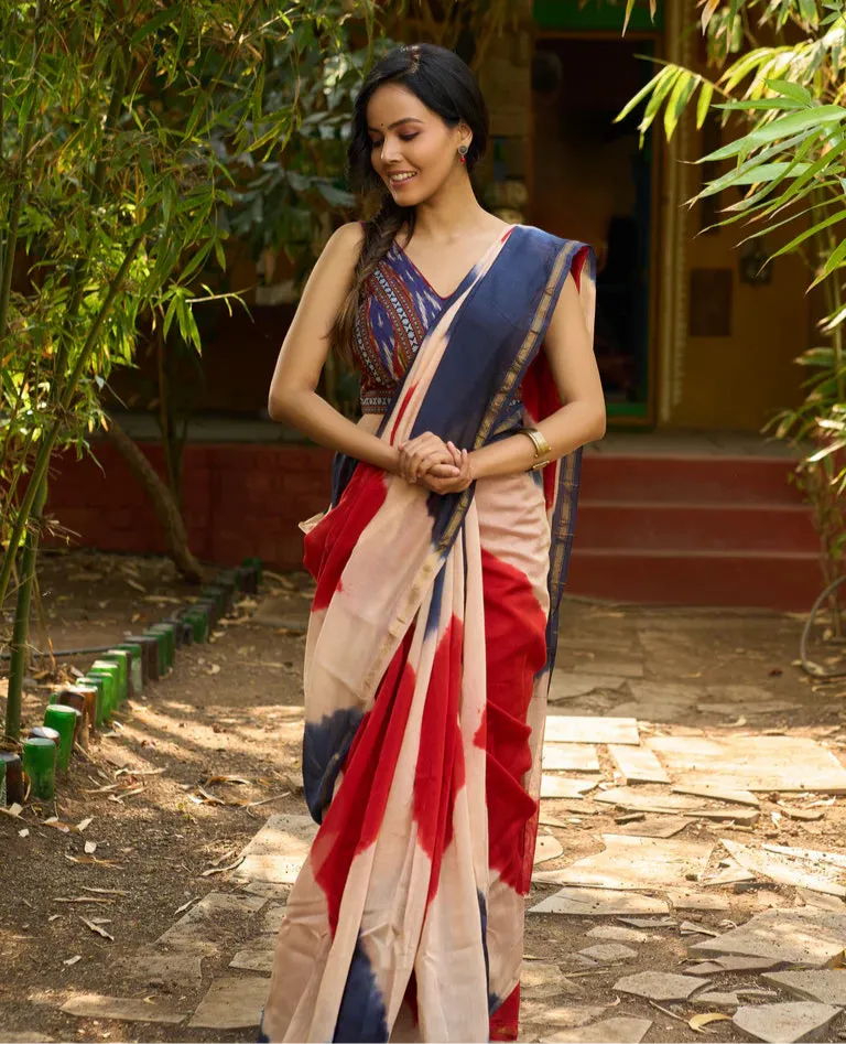 ABSTRACT PRINT DESIGNER COTTON SAREE