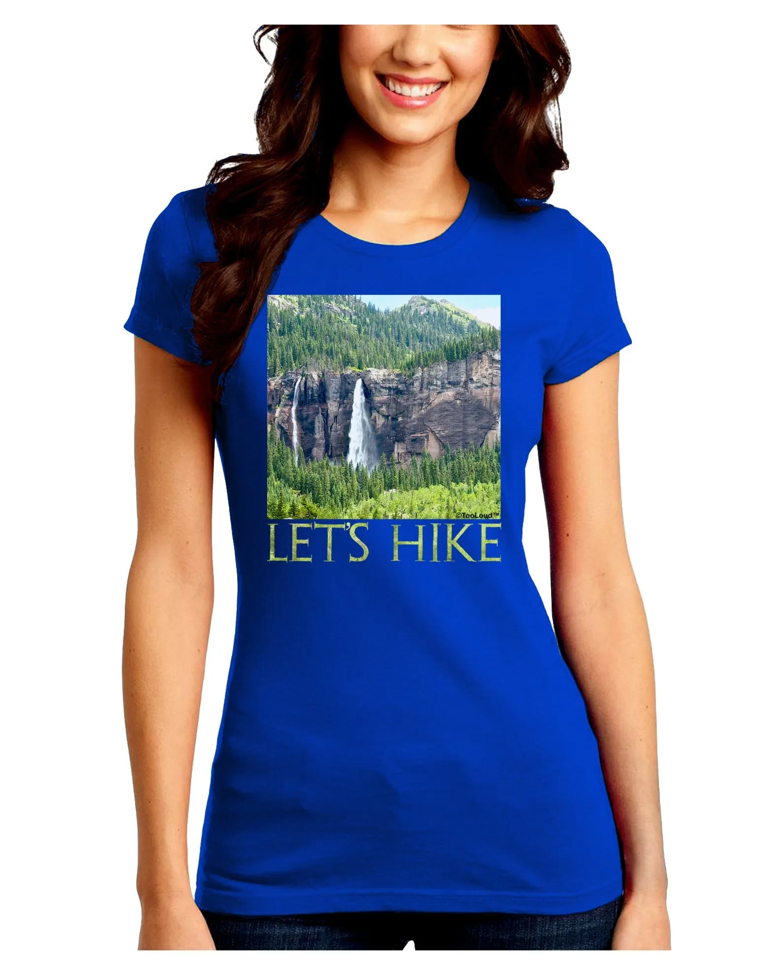 Beautiful Cliffs - Lets Hike Juniors Crew Dark T-Shirt