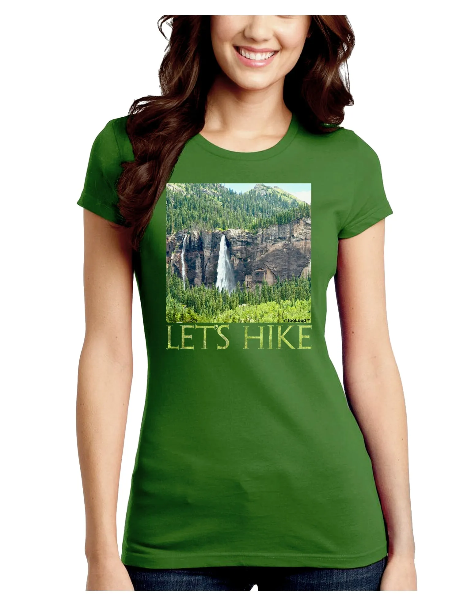 Beautiful Cliffs - Lets Hike Juniors Crew Dark T-Shirt
