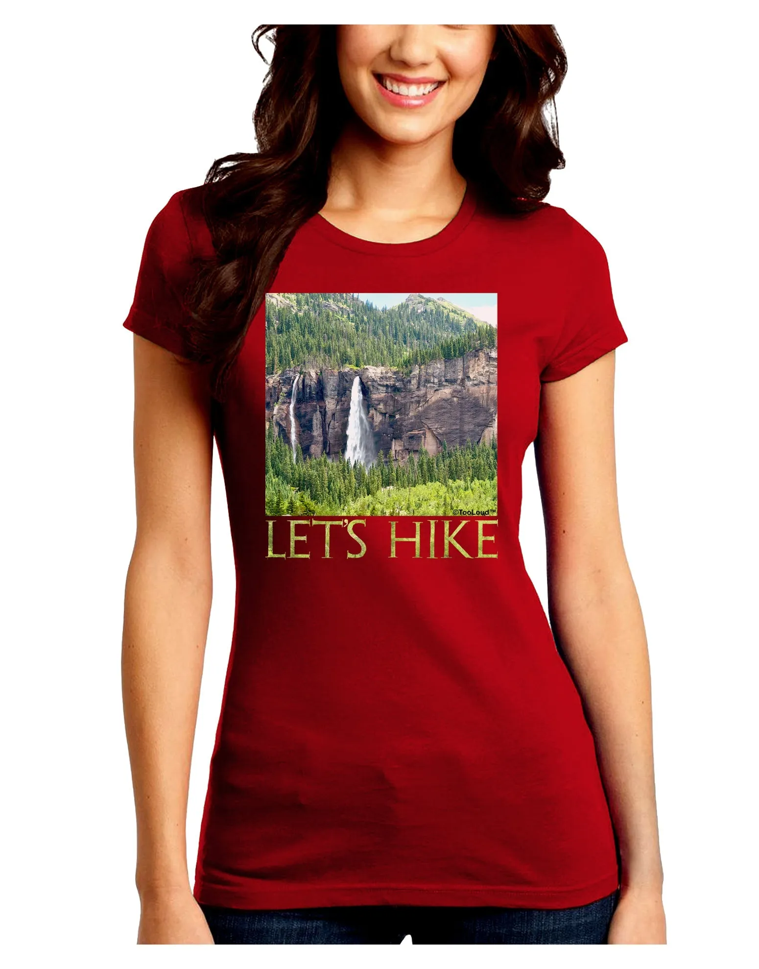 Beautiful Cliffs - Lets Hike Juniors Crew Dark T-Shirt