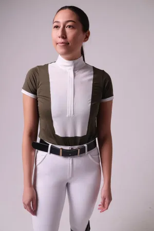 Bib Show Shirt- Pine Green / White-  Short Sleeve