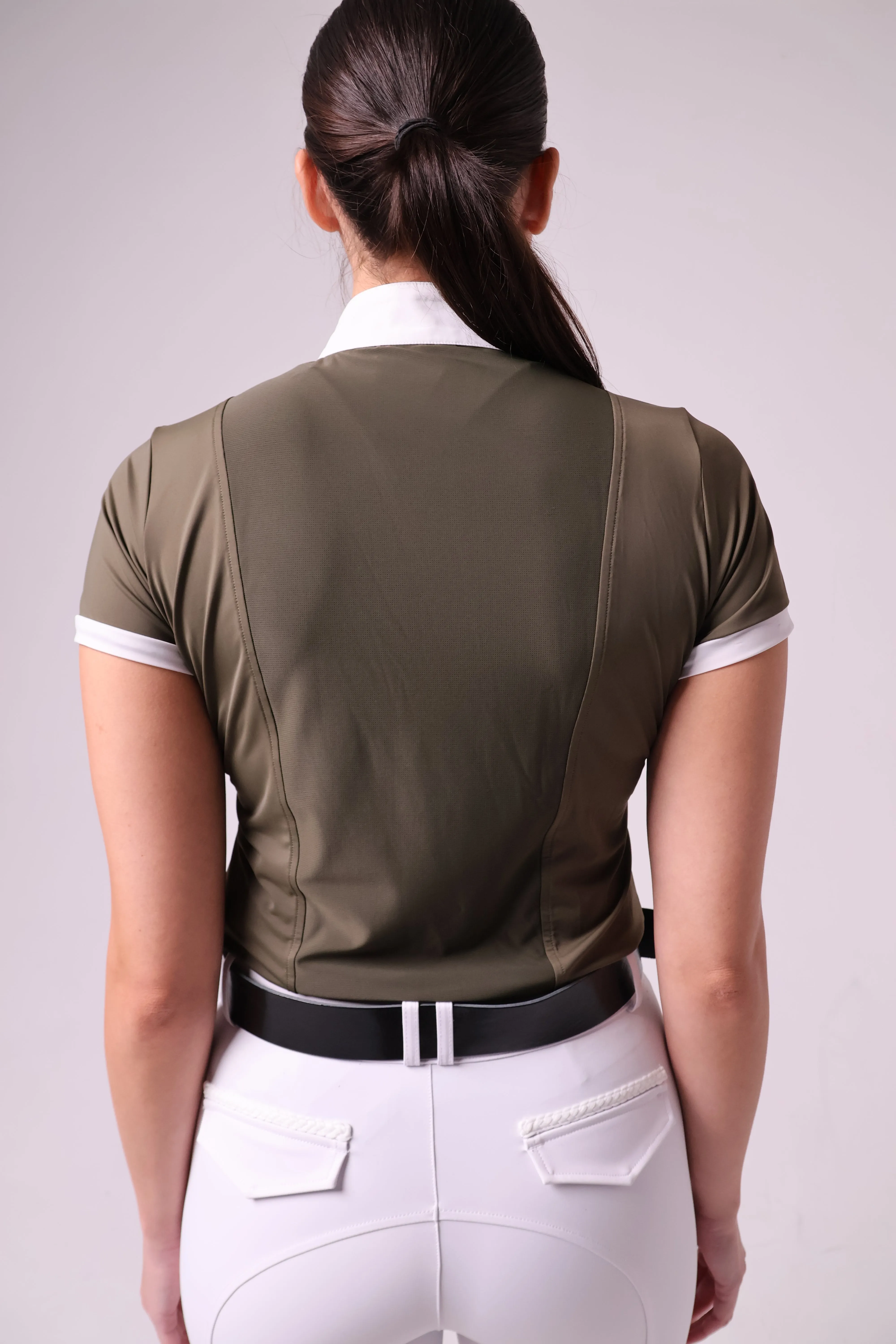 Bib Show Shirt- Pine Green / White-  Short Sleeve