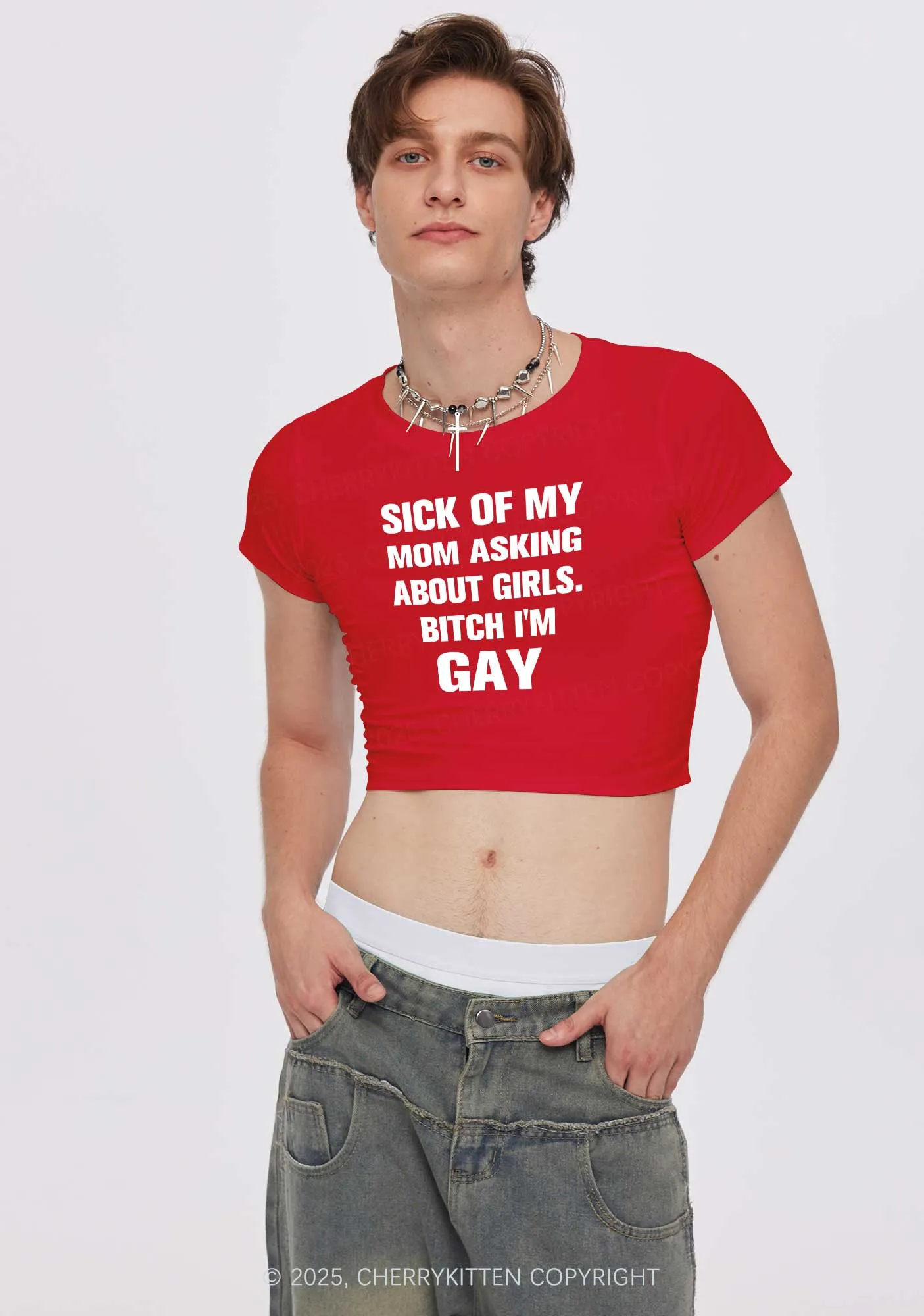 Bxxch Im Gay Pride Y2K Baby Tee Cherrykitten