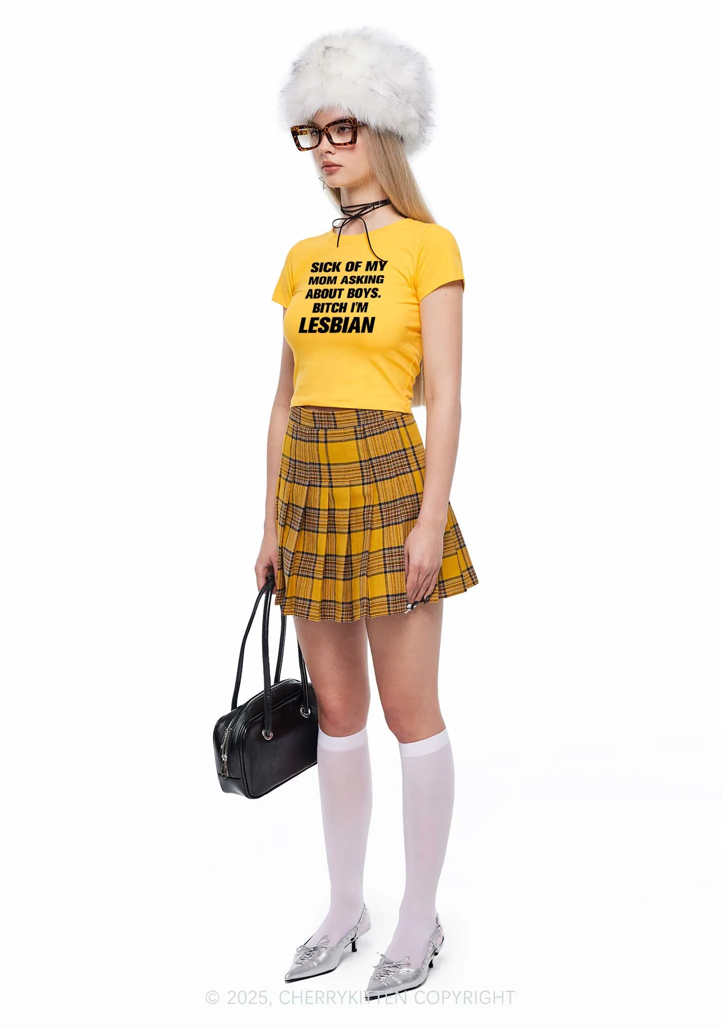 Bxxch Im Lesbian Pride Y2K Baby Tee Cherrykitten