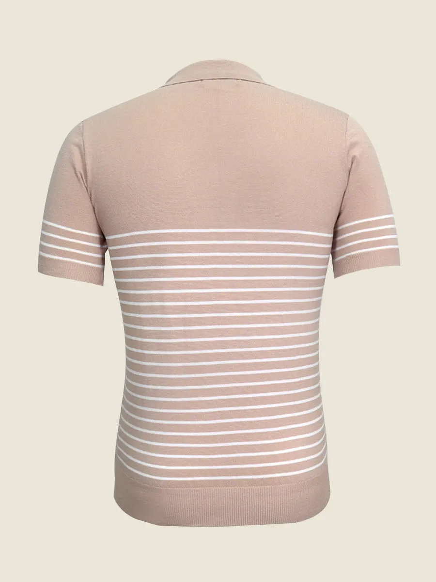 Classic Contrast Striped Knit Polo