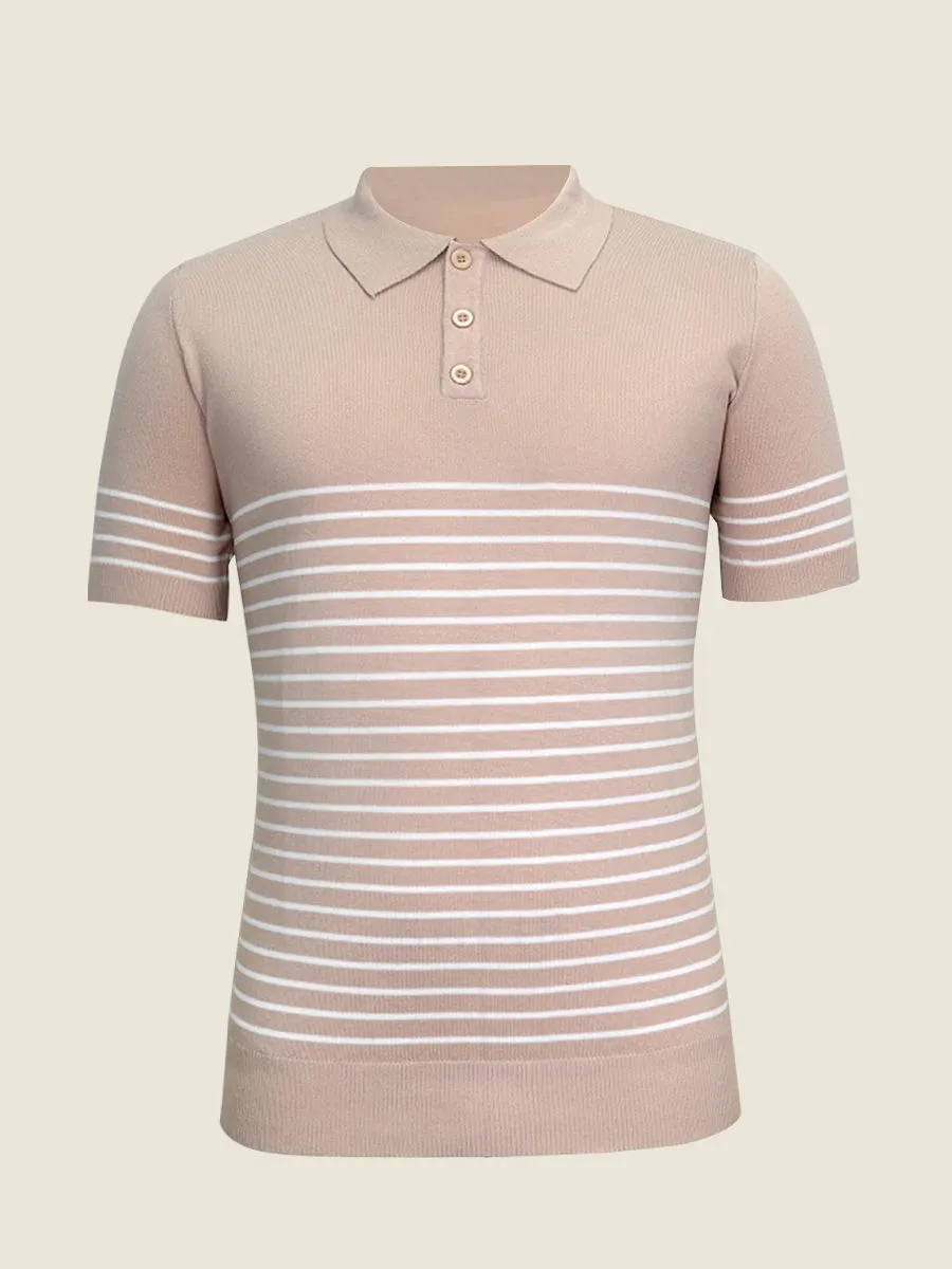 Classic Contrast Striped Knit Polo