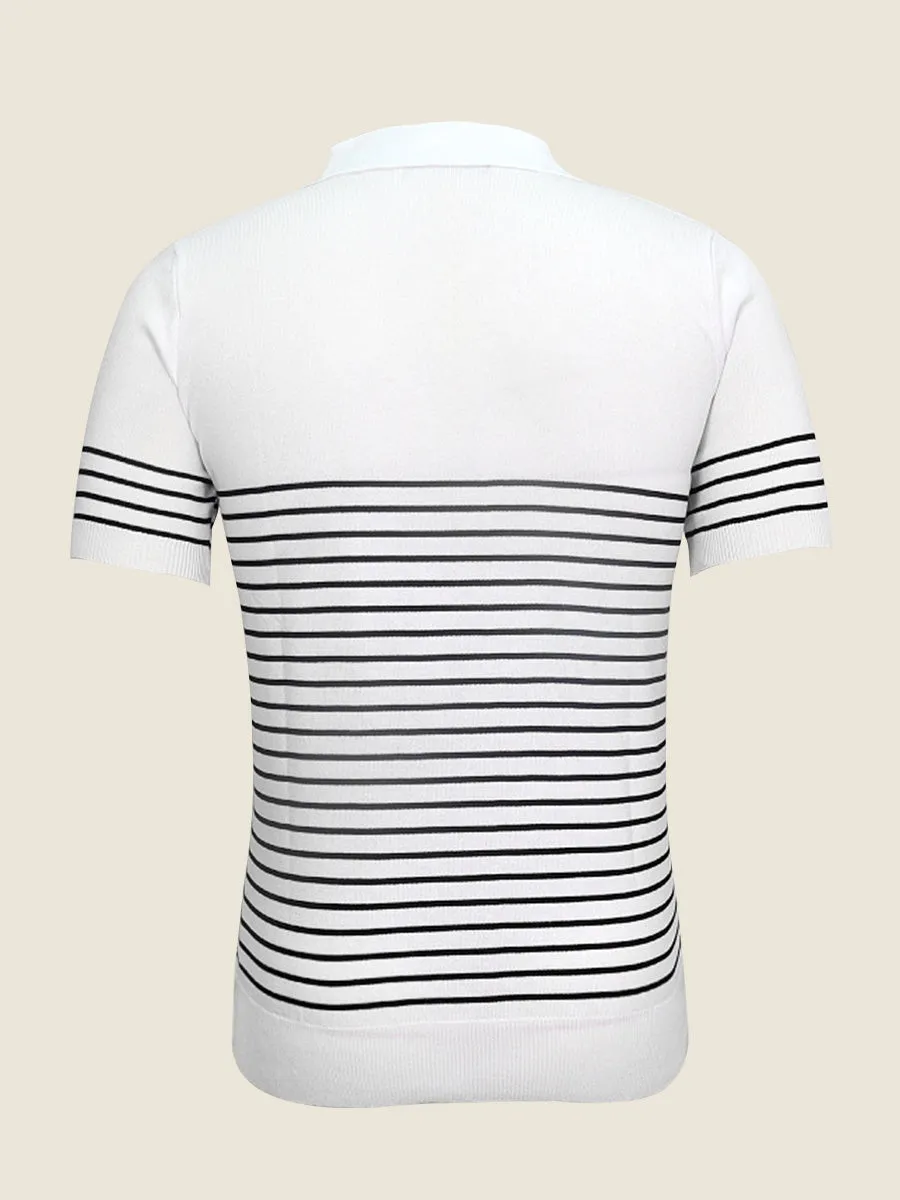 Classic Contrast Striped Knit Polo