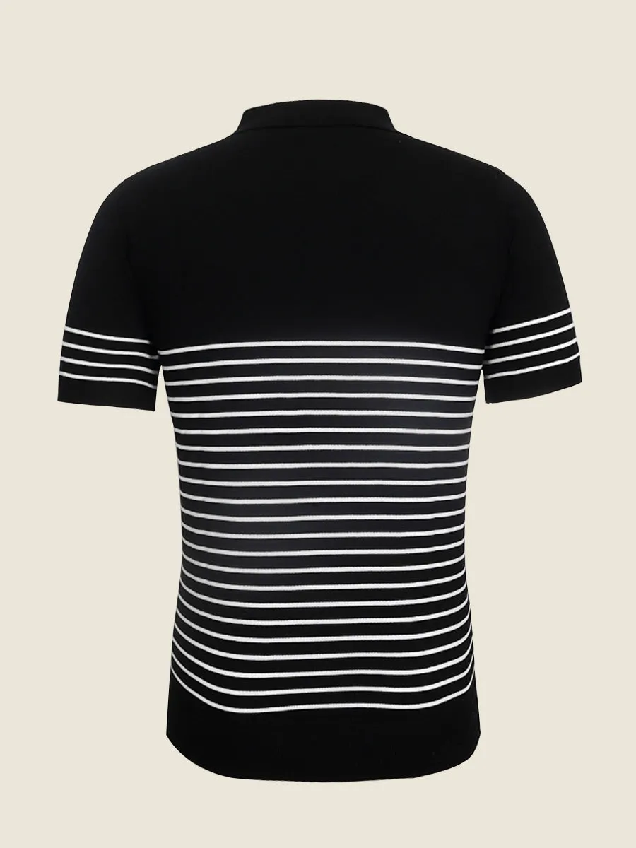 Classic Contrast Striped Knit Polo
