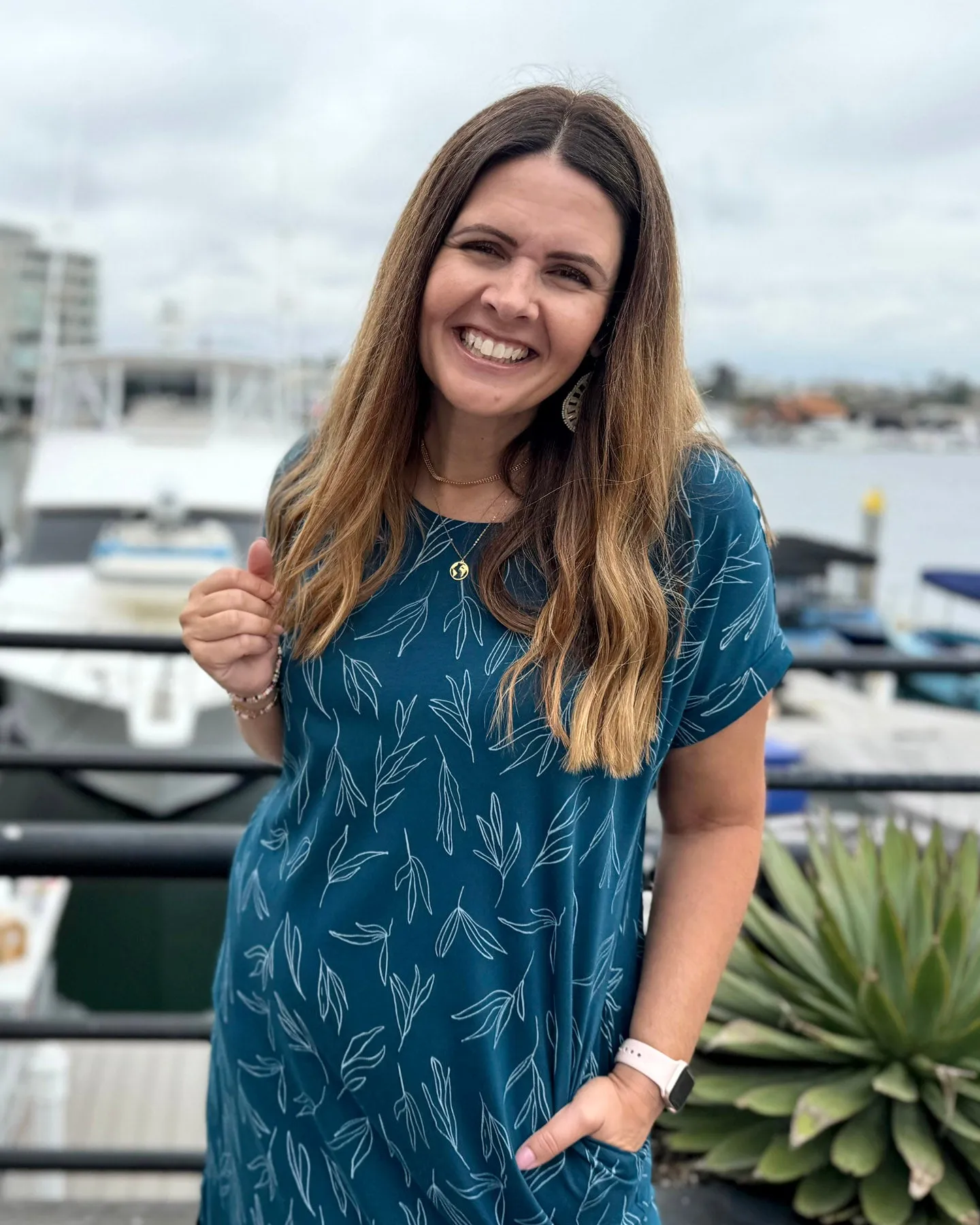 CYPRESS printed dress in Tidal Teal/White