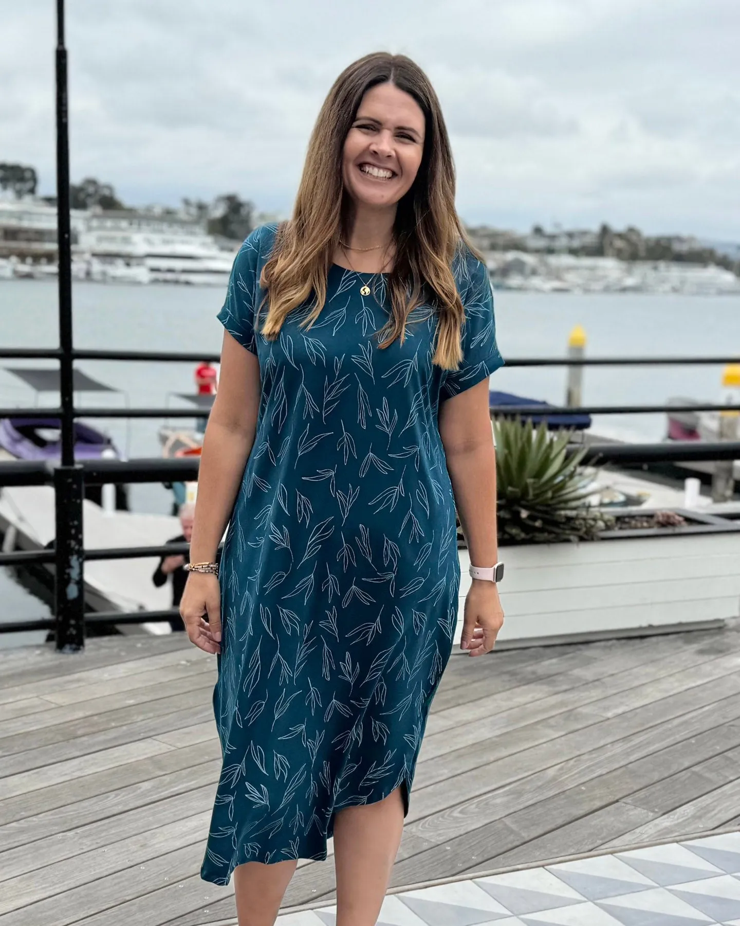 CYPRESS printed dress in Tidal Teal/White