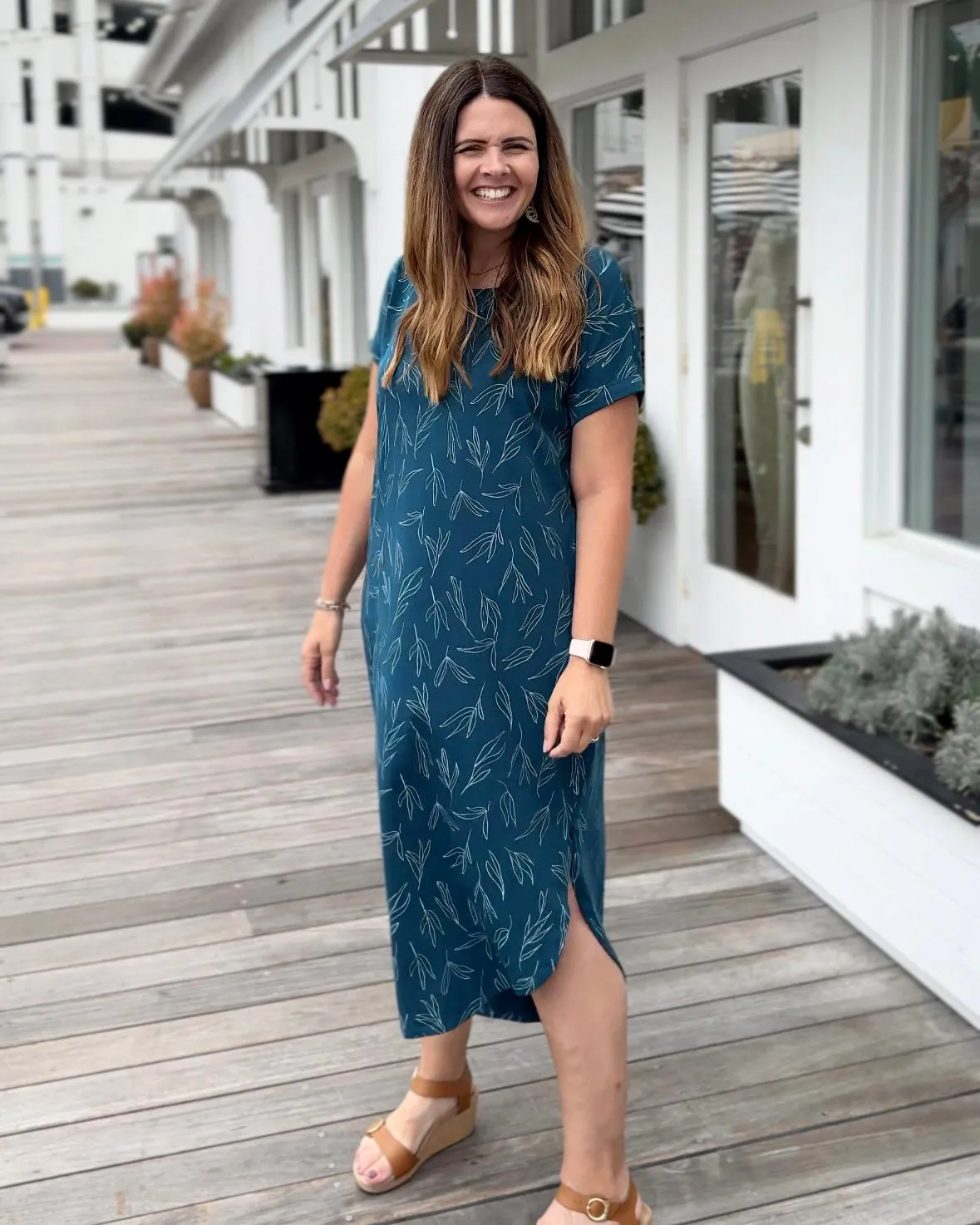 CYPRESS printed dress in Tidal Teal/White