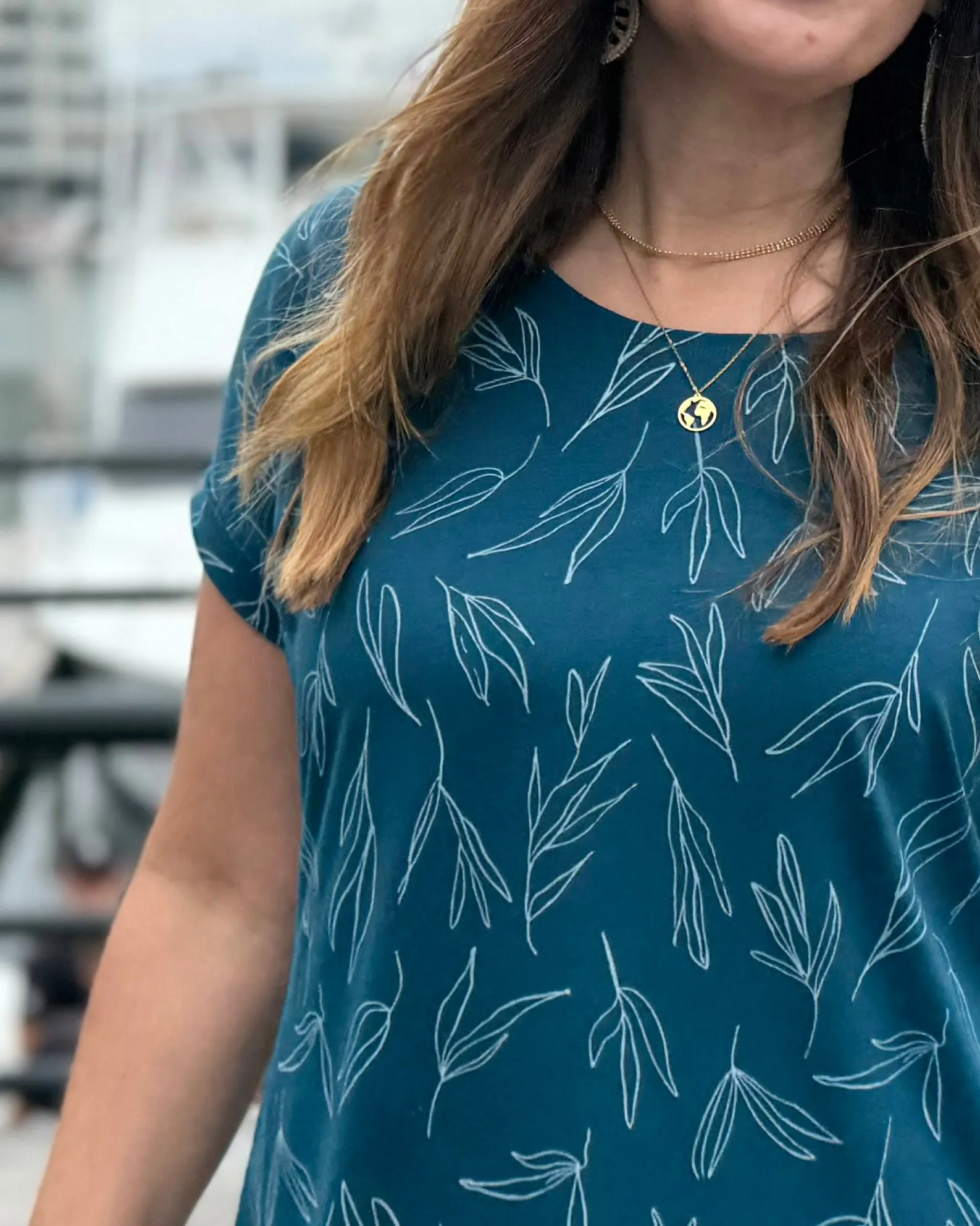 CYPRESS printed dress in Tidal Teal/White
