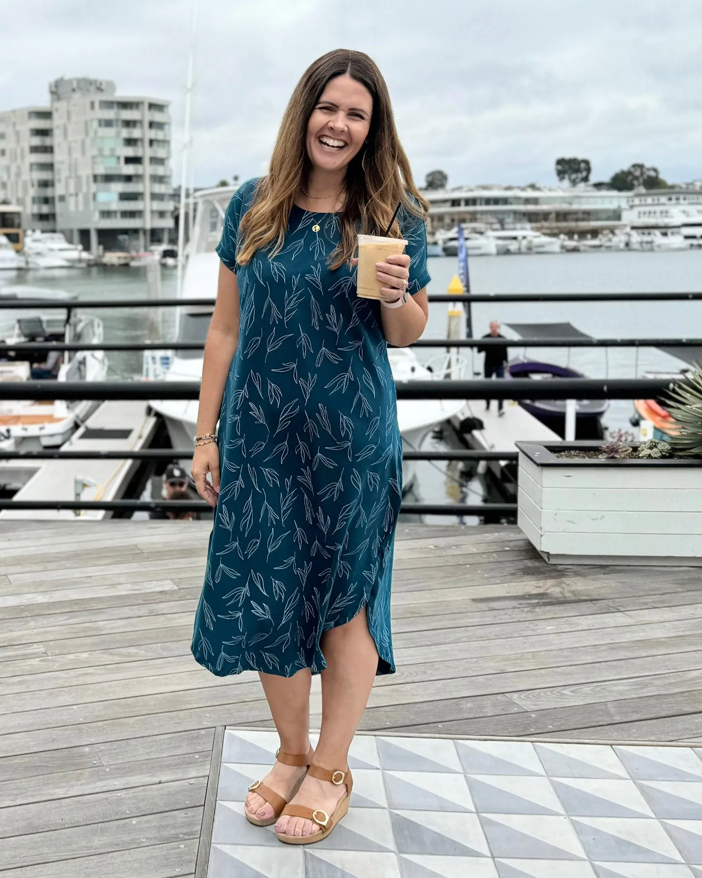 CYPRESS printed dress in Tidal Teal/White