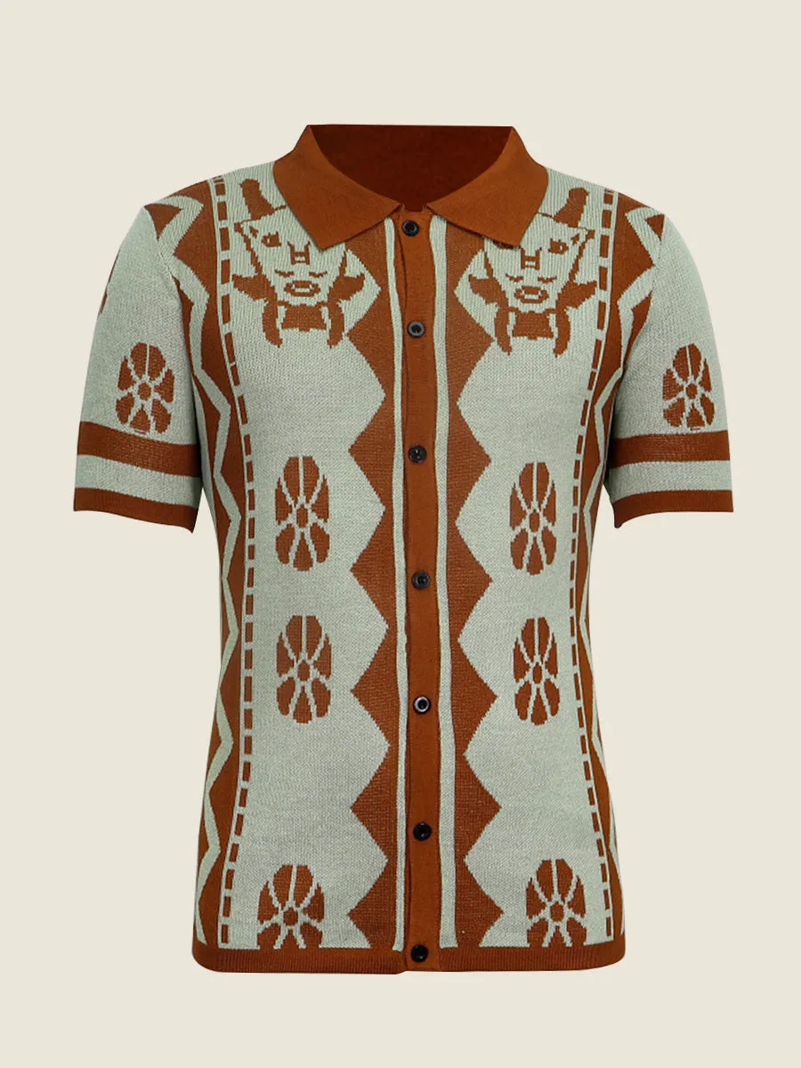 Graphic Knit Short Sleeve Polo