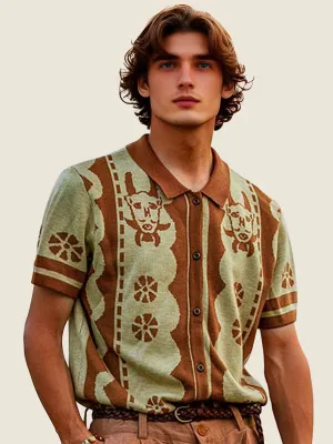 Graphic Knit Short Sleeve Polo