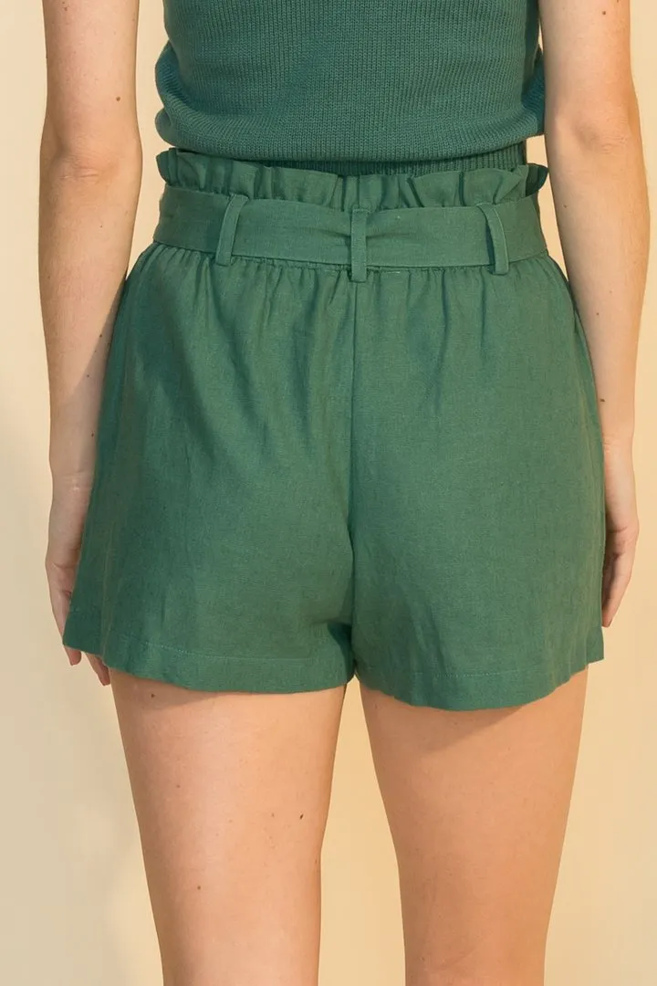 Hyfve High Waisted Paper Bag Shorts In Black, Bone Or Teal