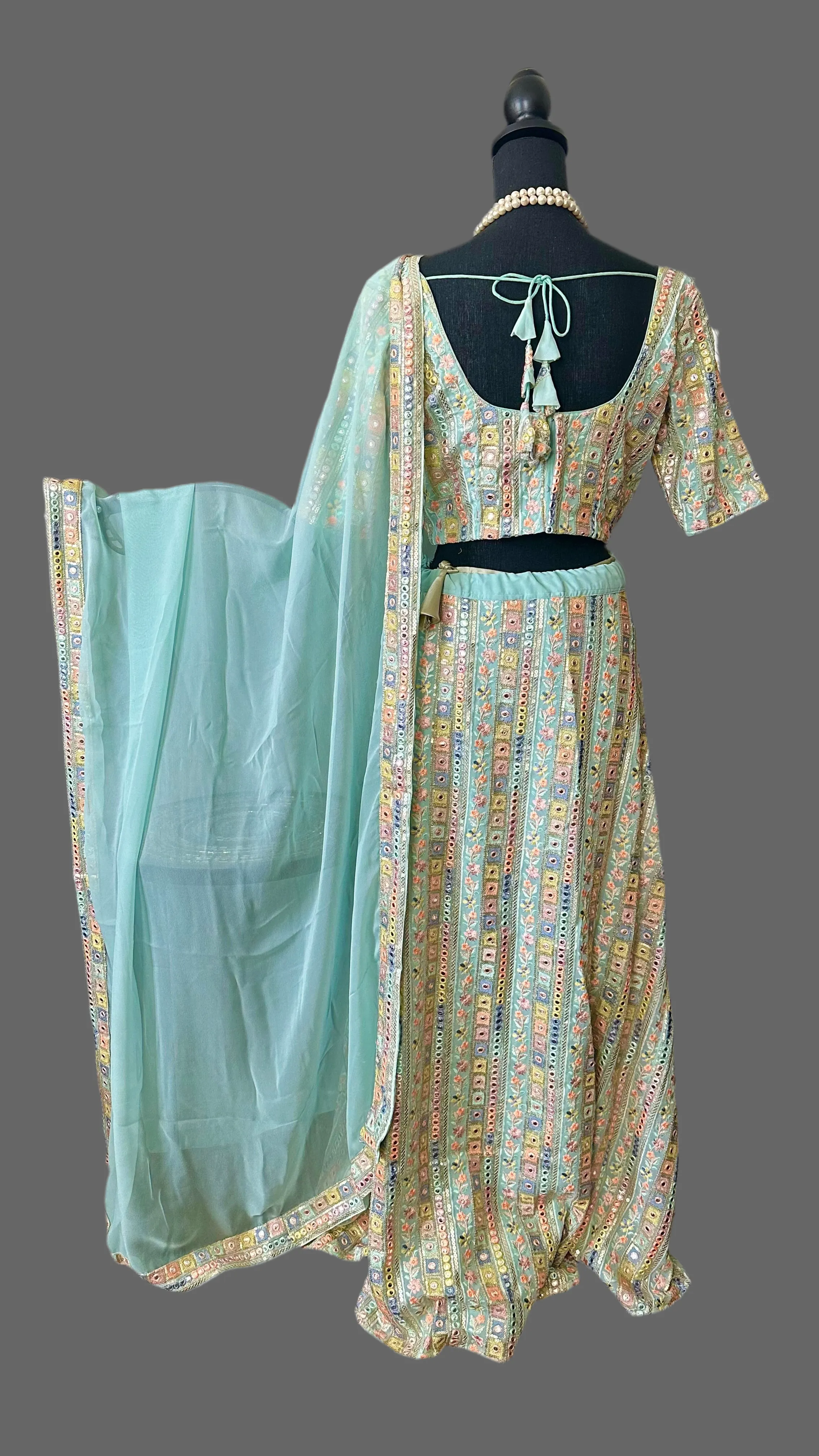 Pastel sequin embroriderrd crepe lehenga online usa weddings sequin  Soft silk Lehenga
