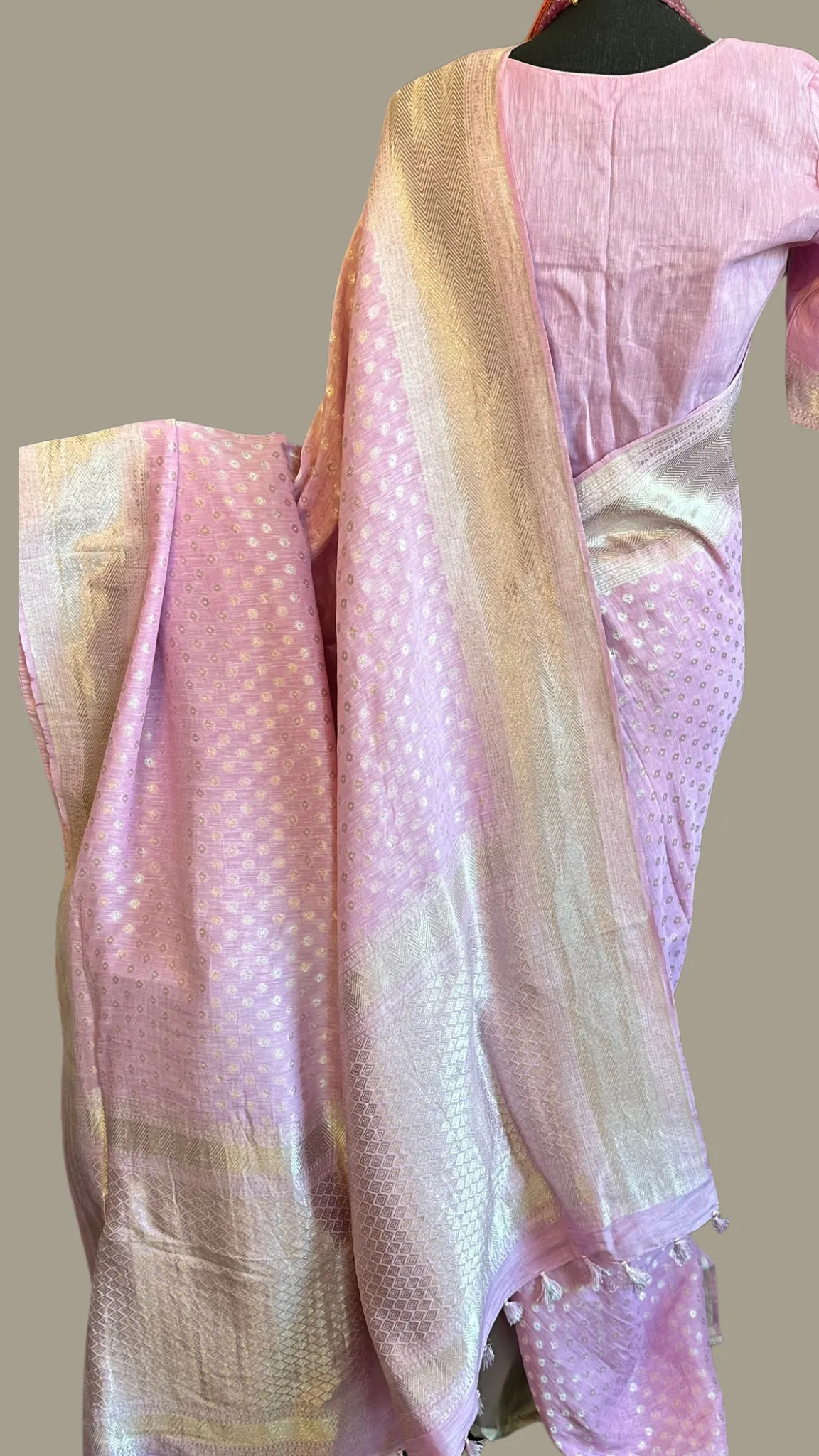 Pastels Pure beneras linen silver zari pastel pink saree embroidered linen saree online usa