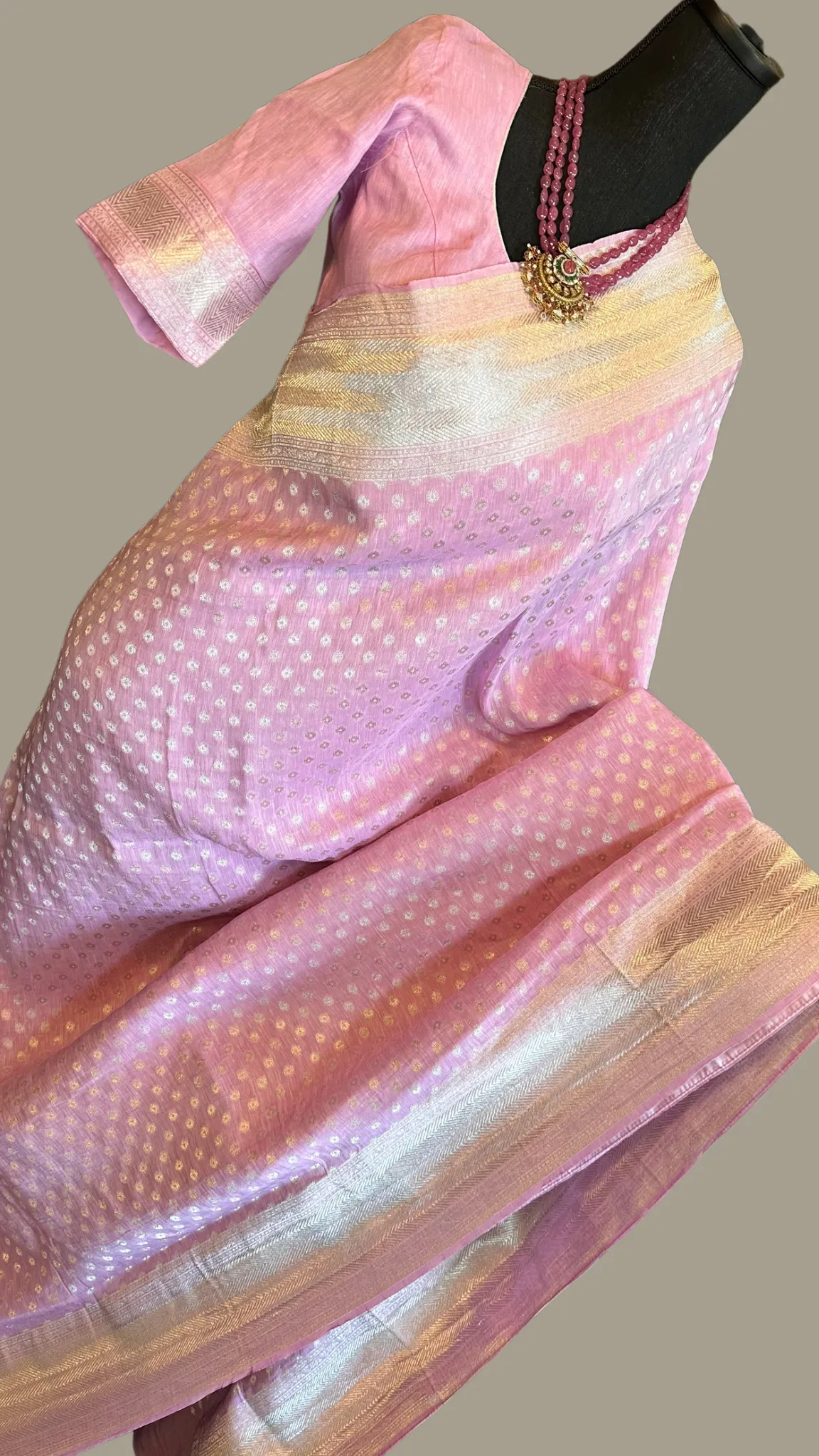 Pastels Pure beneras linen silver zari pastel pink saree embroidered linen saree online usa