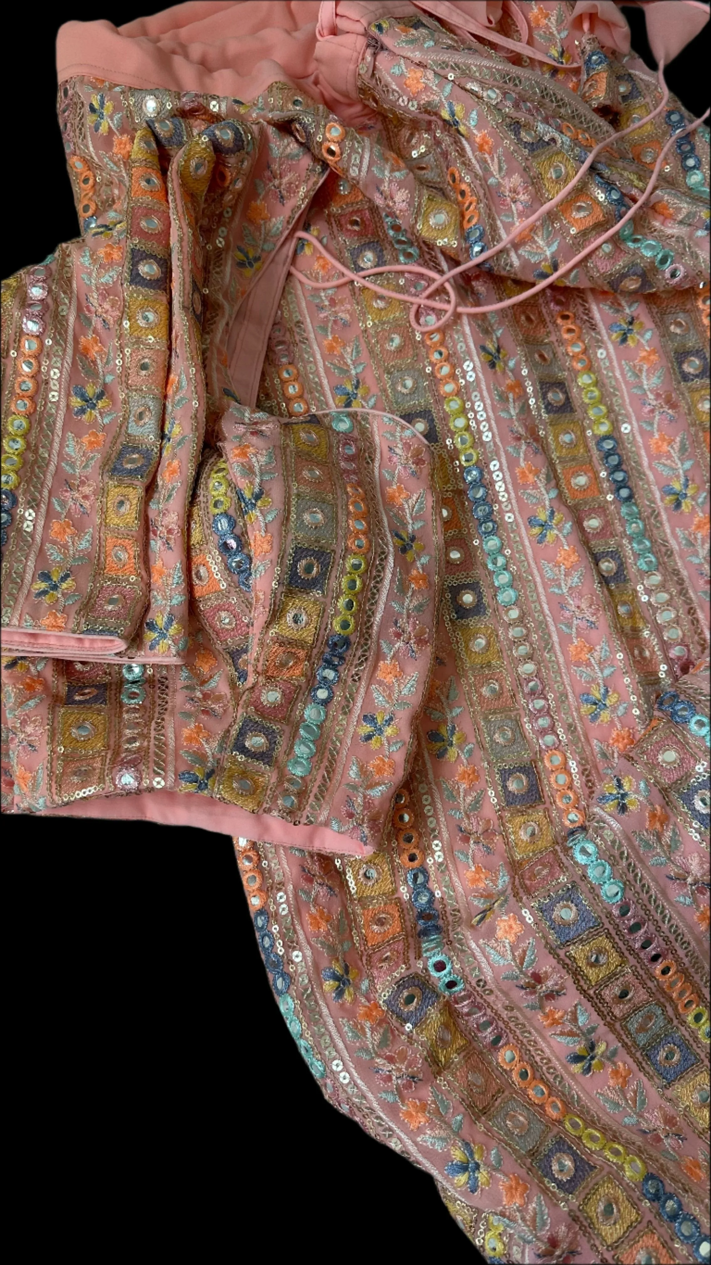 Peach  georgette lehenga online usa weddings sequin  Soft silk Lehenga