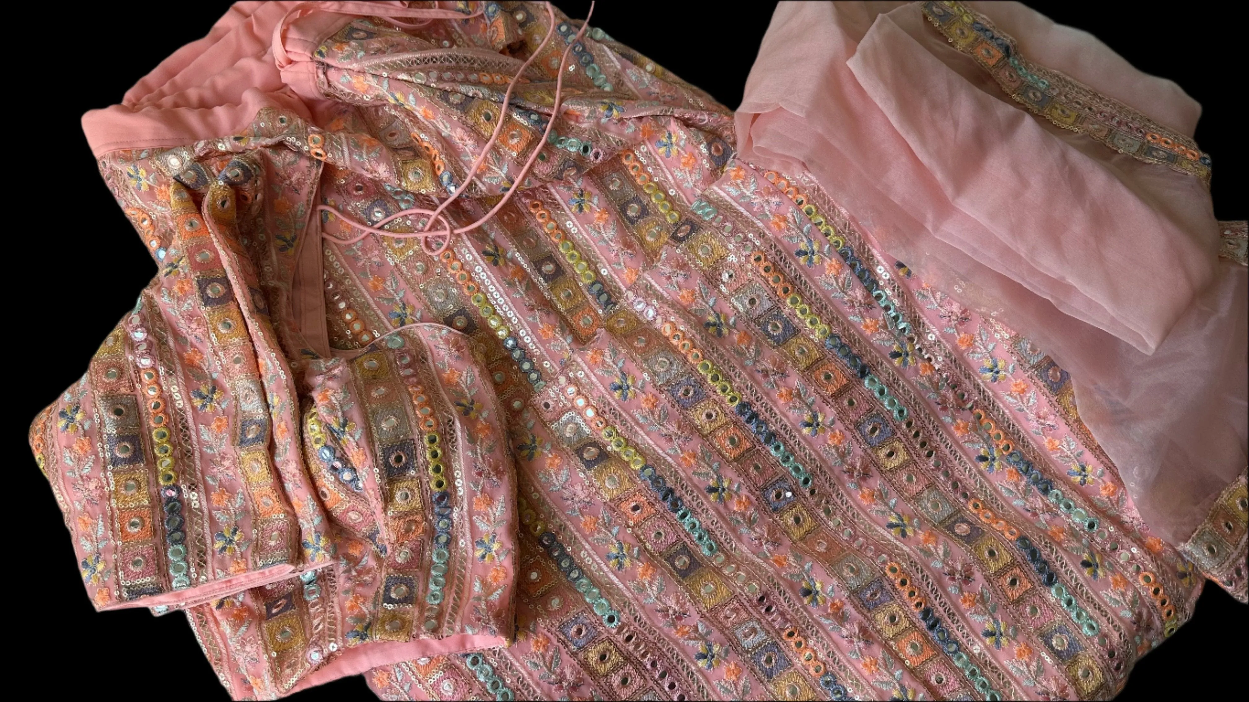 Peach  georgette lehenga online usa weddings sequin  Soft silk Lehenga