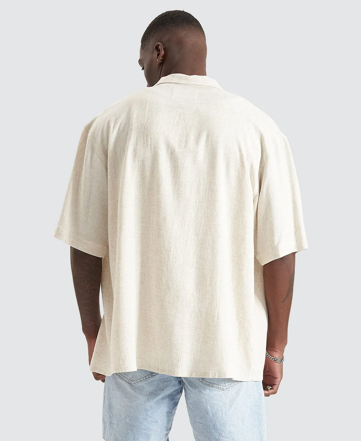 Positano Oversized Resort Shirt Pigment Oatmeal