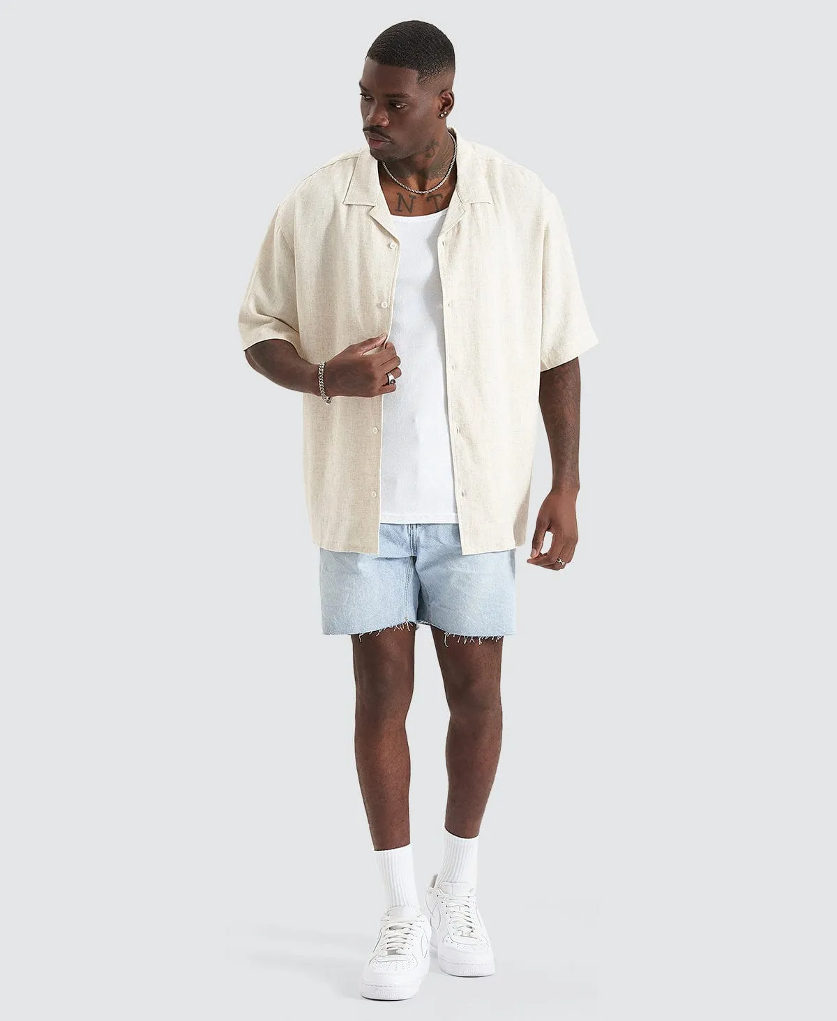 Positano Oversized Resort Shirt Pigment Oatmeal