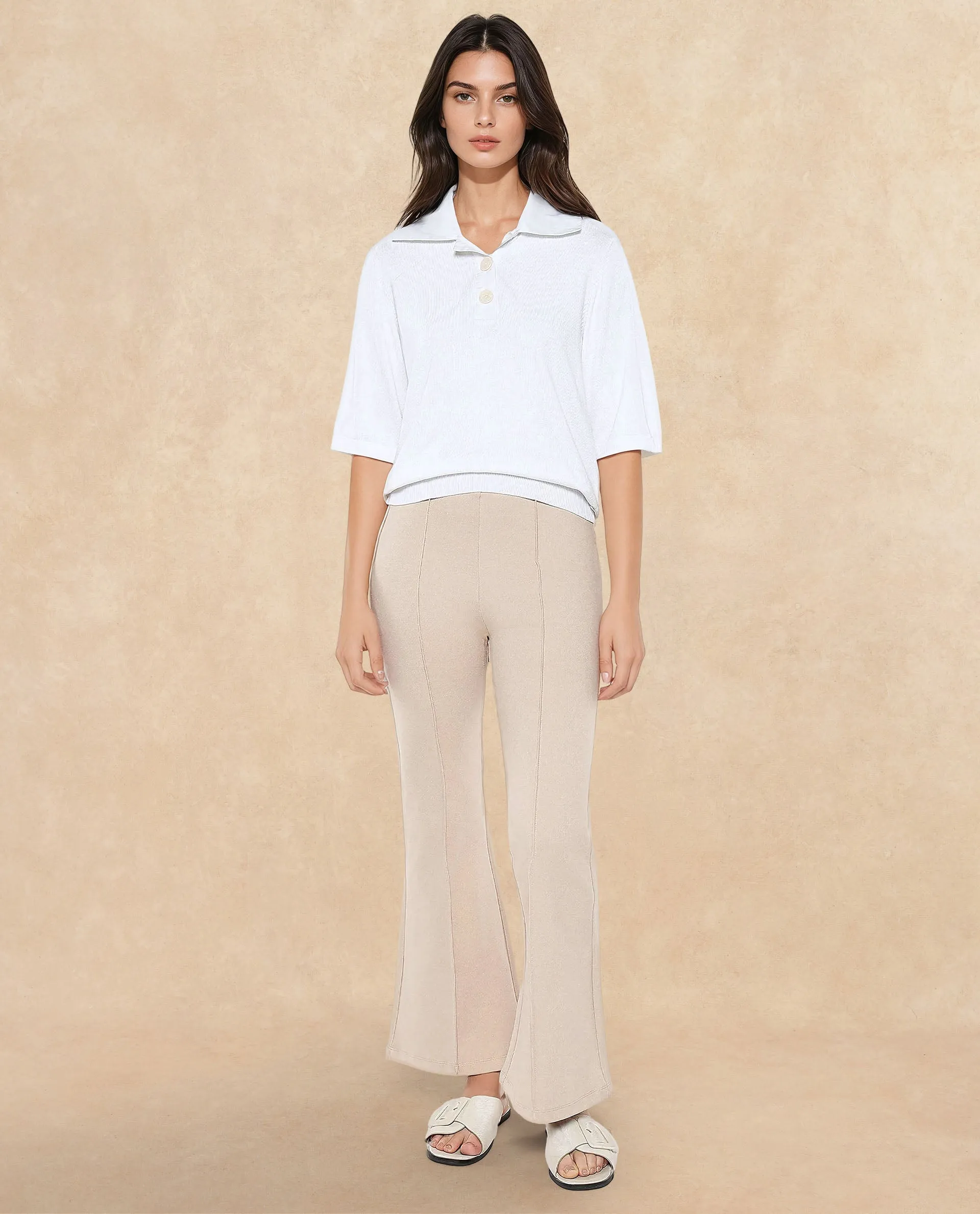Rareism Women Bene White Relaxed Fit Plain Top