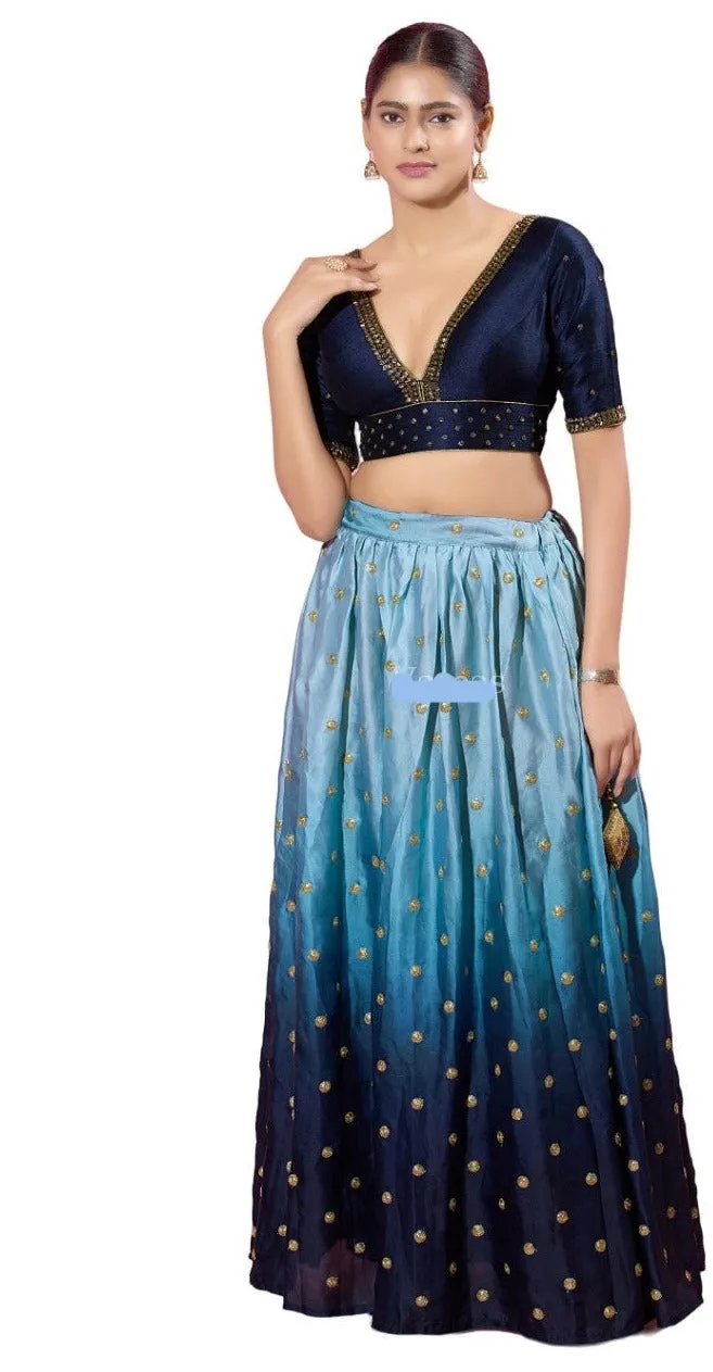 Readymade Mulbury Silk Padded Back Open Elbow Sleeves Saree Blouse