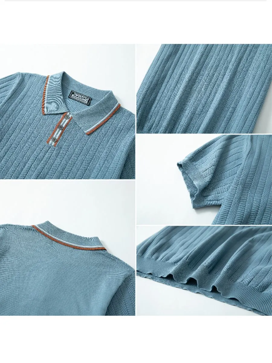 Textured Chevron Knit Polo