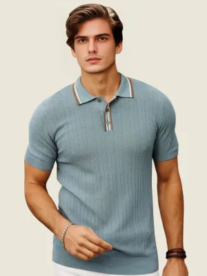 Textured Chevron Knit Polo