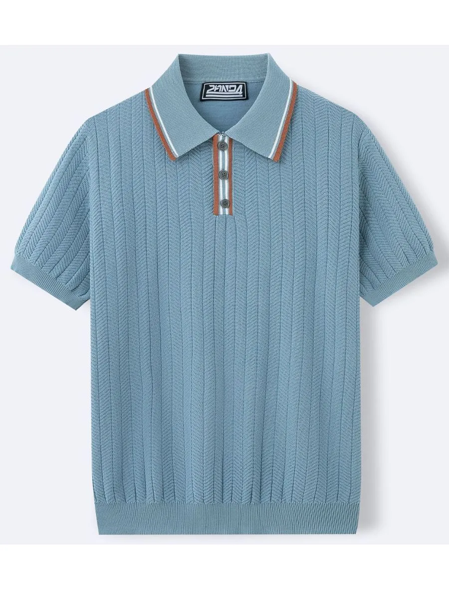 Textured Chevron Knit Polo
