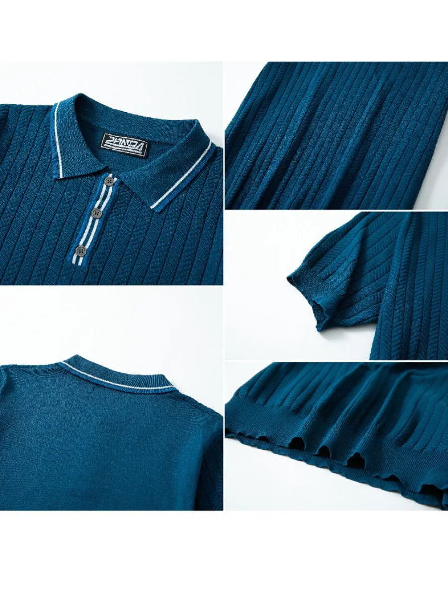 Textured Chevron Knit Polo