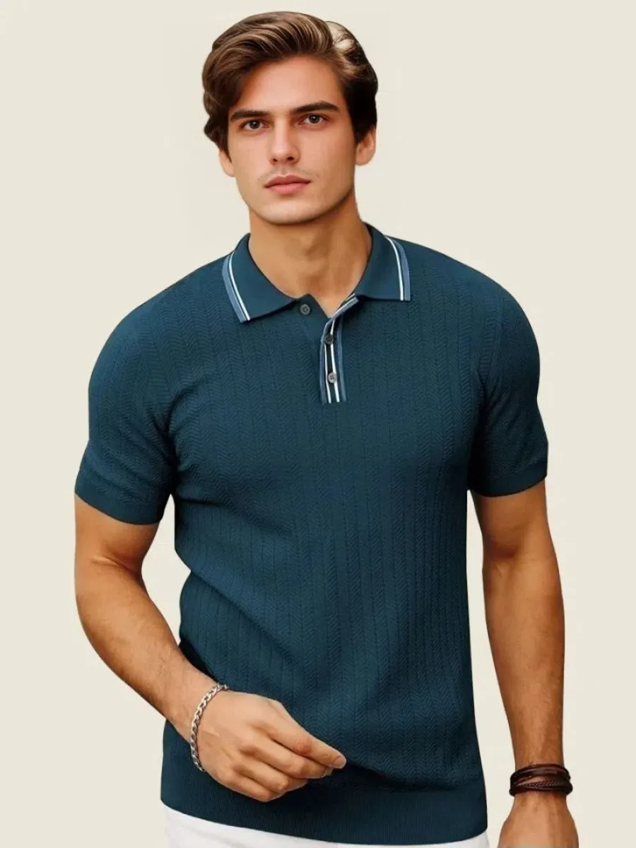 Textured Chevron Knit Polo