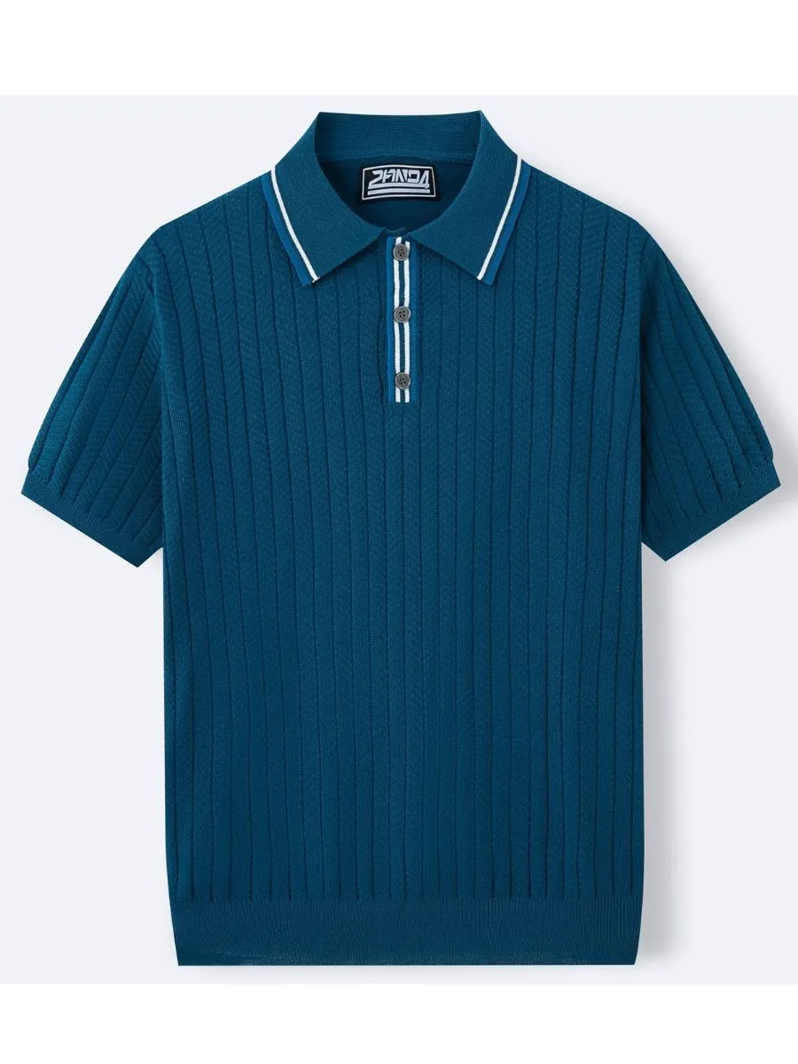 Textured Chevron Knit Polo