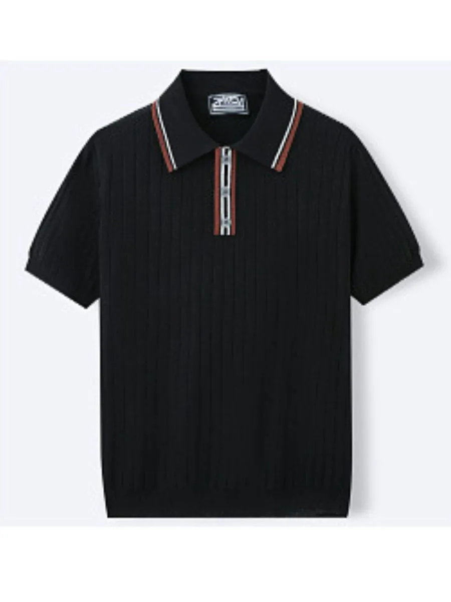 Textured Chevron Knit Polo