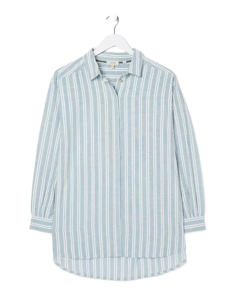 Women's Billie Stripe Longline Shirt in Blue Summer (IMPERFECT)