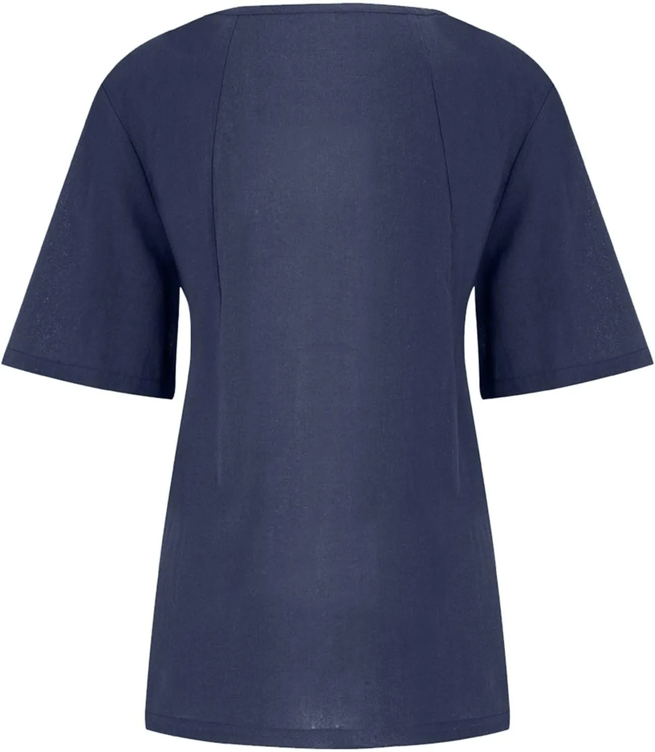 Womens Cotton Linen Button Down Shirt Short Sleeve Print Blouse Casual Crew Neck Tops Summer Flowy Tops for 2024