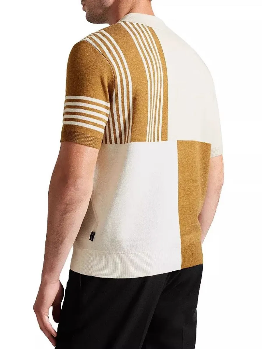 Zipper Collar Short Sleeve Knit Polo